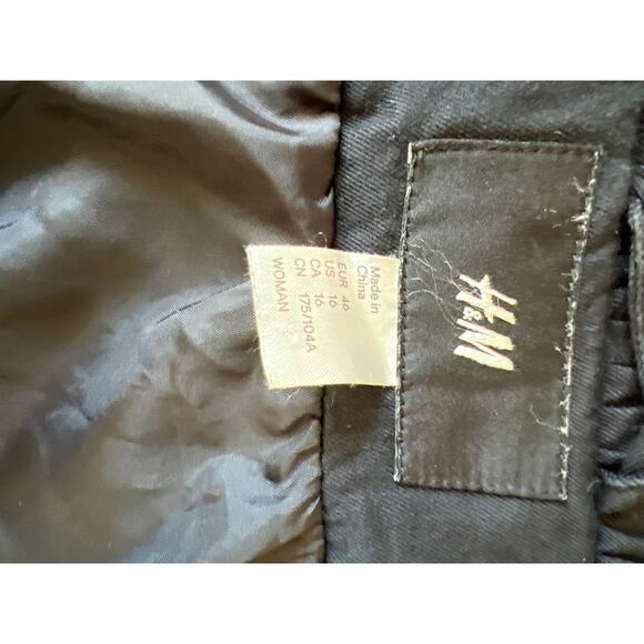 W's VTG H&M Black cotton duster, lined sz 16 goth punk Y2K - Picture 15 of 16